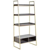 REGAL 64,5/140/35,5 cm naravne barve, črna, zlate barve  - zlate barve/črna, Trend, kovina/leseni material (64,5/140/35,5cm) - Livetastic