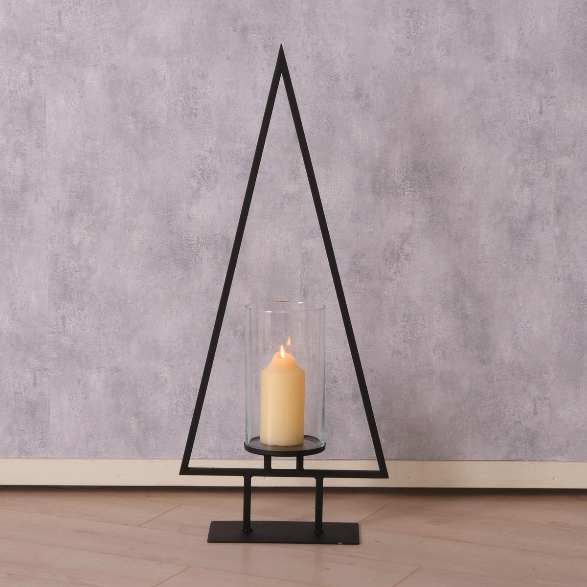 WINDLICHT  - Schwarz, Basics, Glas/Metall (42/15/98cm) - Boltze Home