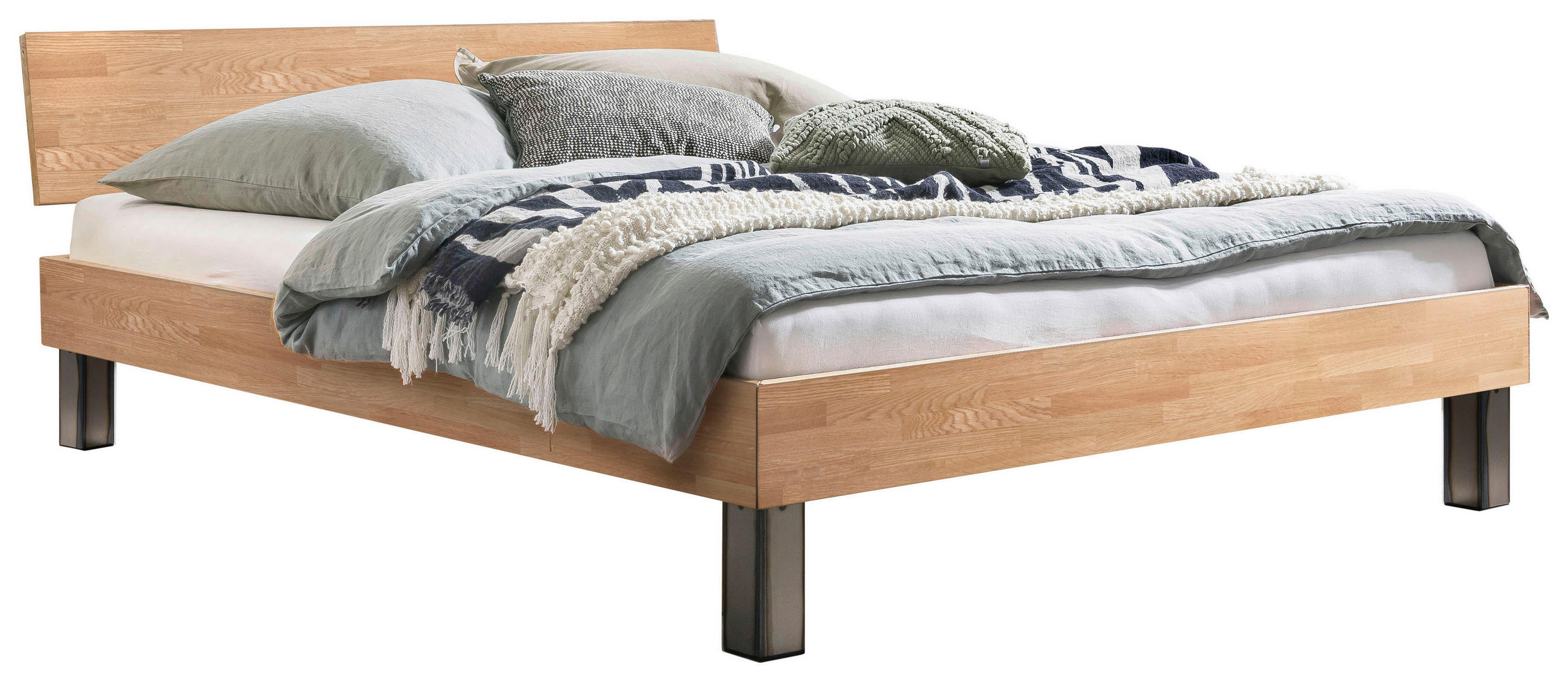 BETT 90/200 cm  in Eiche Bianco  - Eiche Bianco/Eichefarben, Natur, Holz/Metall (90/200cm) - Hasena