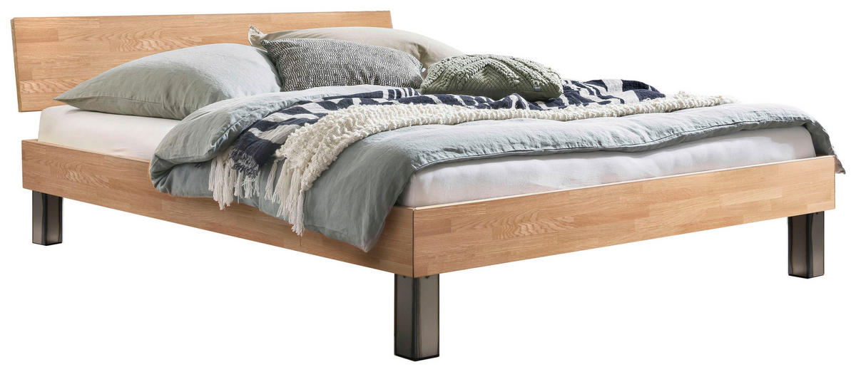 BETT 160/200 cm,  in Eiche Bianco,  - Eiche Bianco/Eichefarben, Natur, Holz/Metall (160/200cm) - Hasena