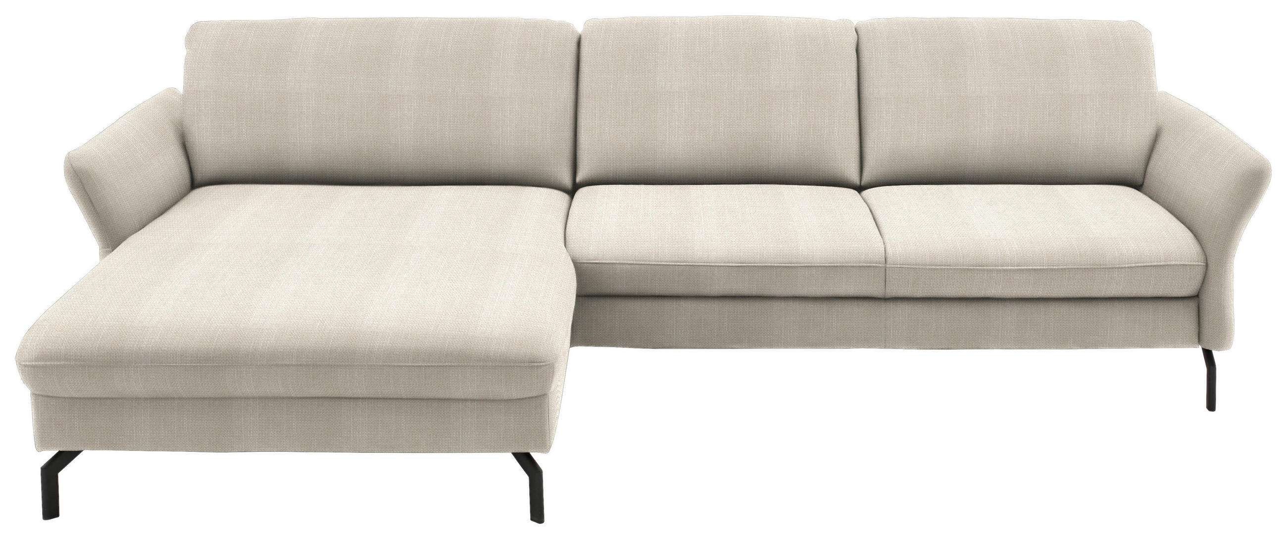ECKSOFA Creme, Naturfarben Webstoff  - Creme/Schwarz, Design, Textil/Metall (179/306cm) - Beldomo System