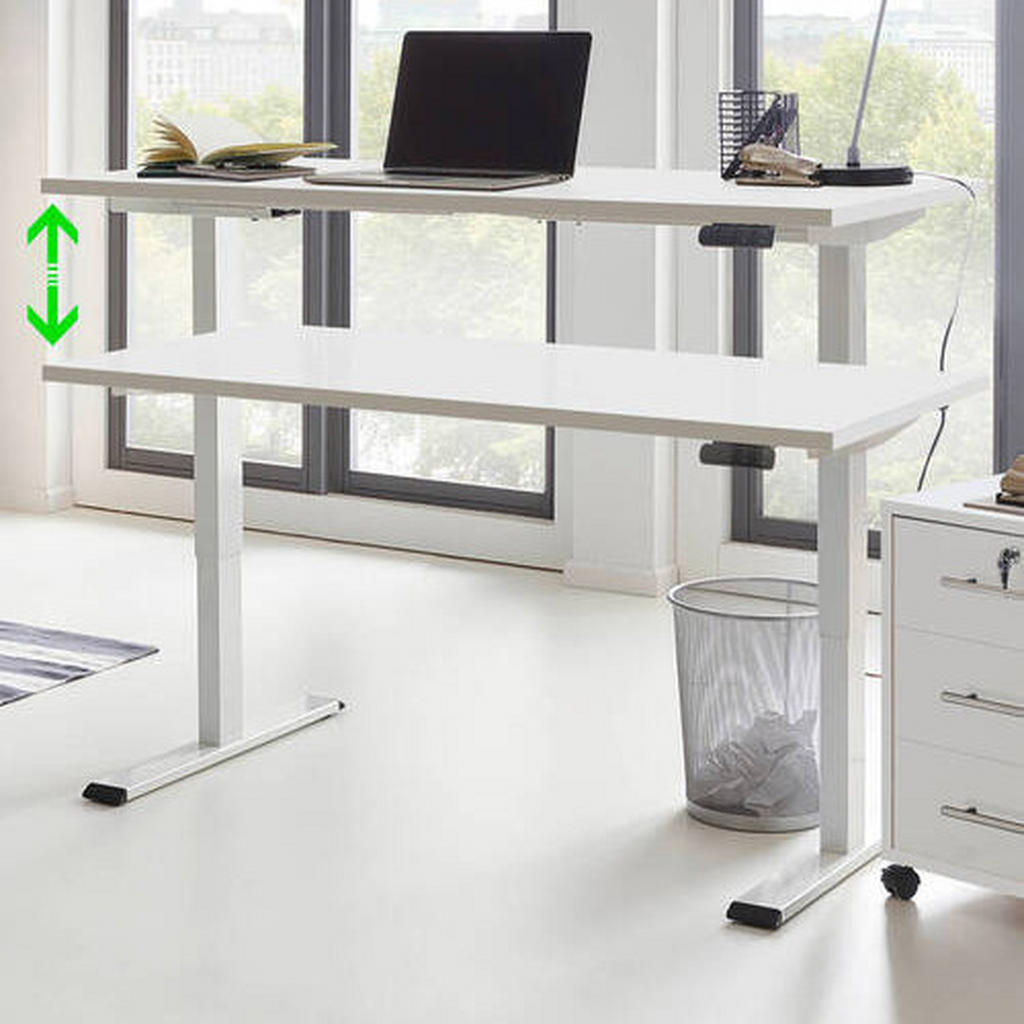 Thumbnail - Mid.you Schreibtisch Office Edition, Weiß, Holzwerkstoff, rechteckig, U-Form, 67x69-119x138 cm, Made in Germany, höhenve...