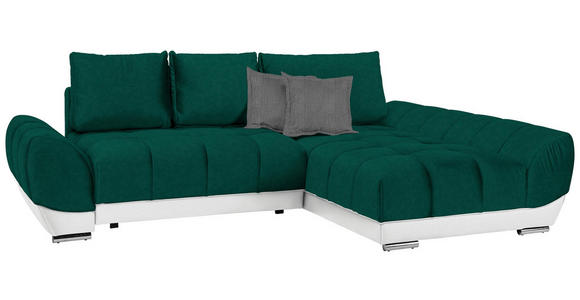 ECKSOFA in Grün, Weiß, Dunkelgrau  - Dunkelgrau/Weiß, MODERN, Textil/Metall (290/192cm) - Carryhome