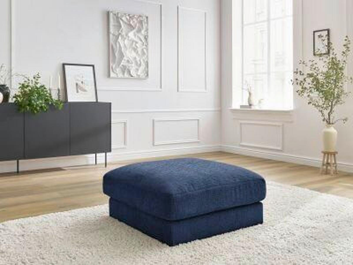 HOCKER LEONARD Struktur Dunkelblau  - Schwarz/Dunkelblau, MODERN, Kunststoff/Textil (86/43/86cm)