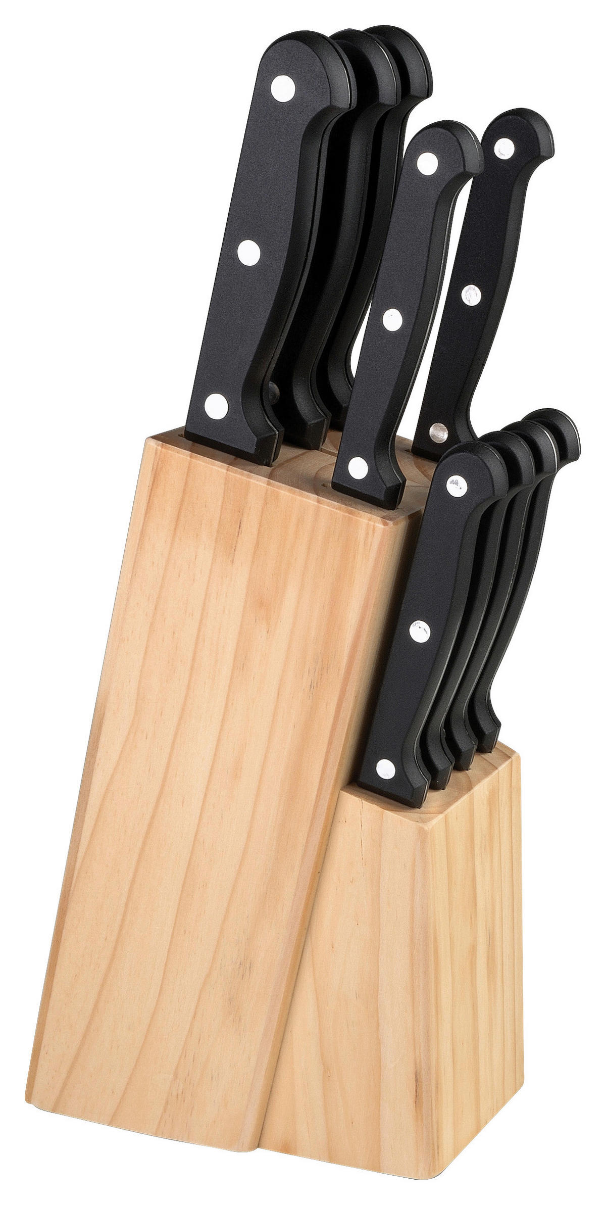 MESSERBLOCK 10-teilig  - Edelstahlfarben, Basics, Holz/Metall (33/9/17cm) - Justinus