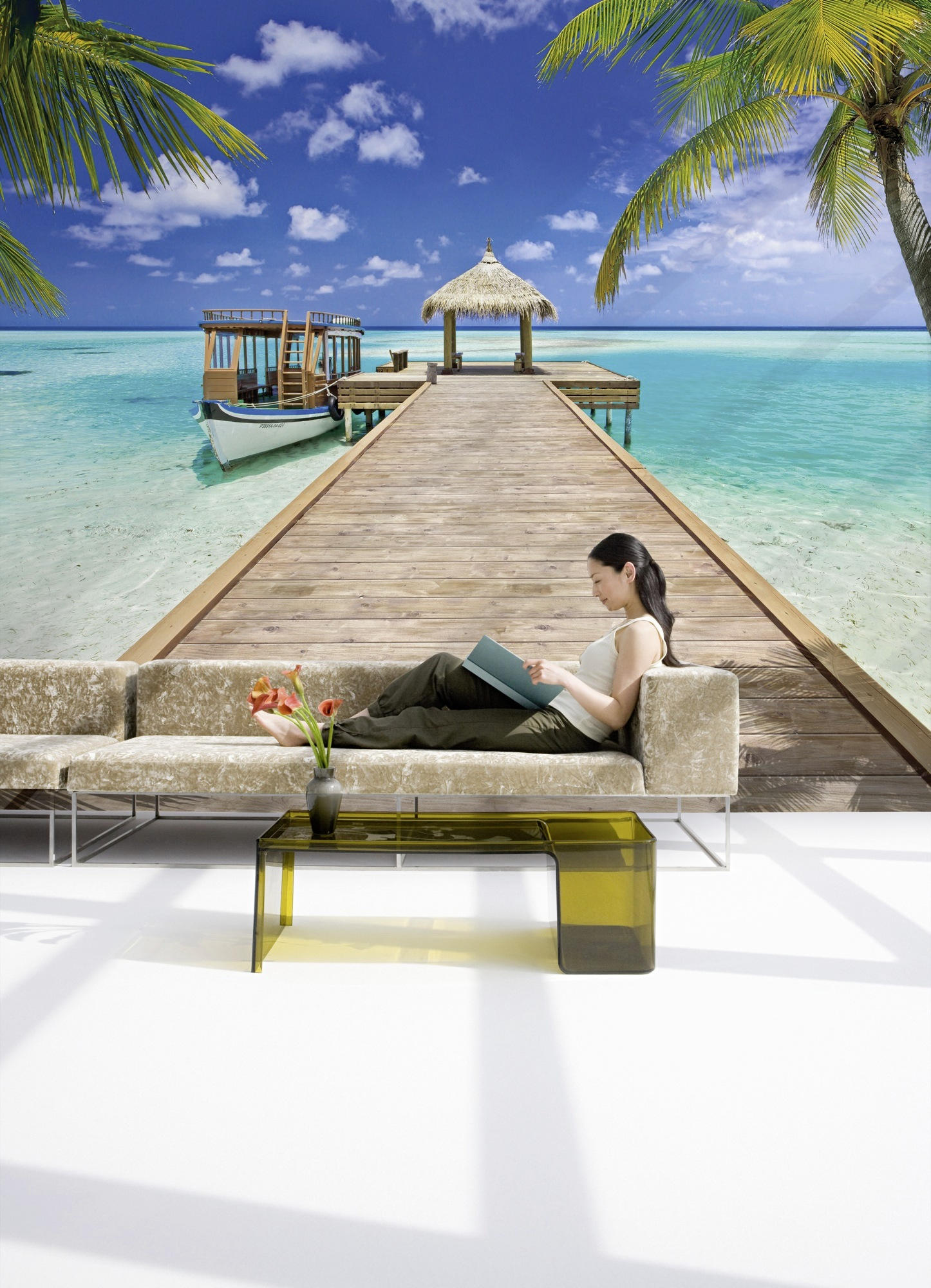 FOTOTAPETE Beach Resort  - Blau/Multicolor, Natur, Papier (368/254cm) - Komar