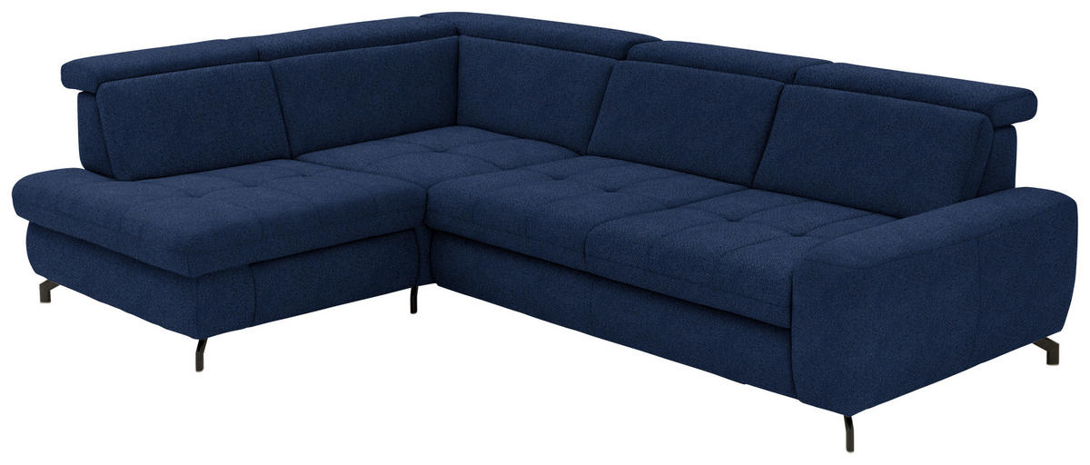 ECKSOFA in Chenille Dunkelblau  - Schwarz/Dunkelblau, Design, Textil/Metall (220/310cm) - Beldomo Style