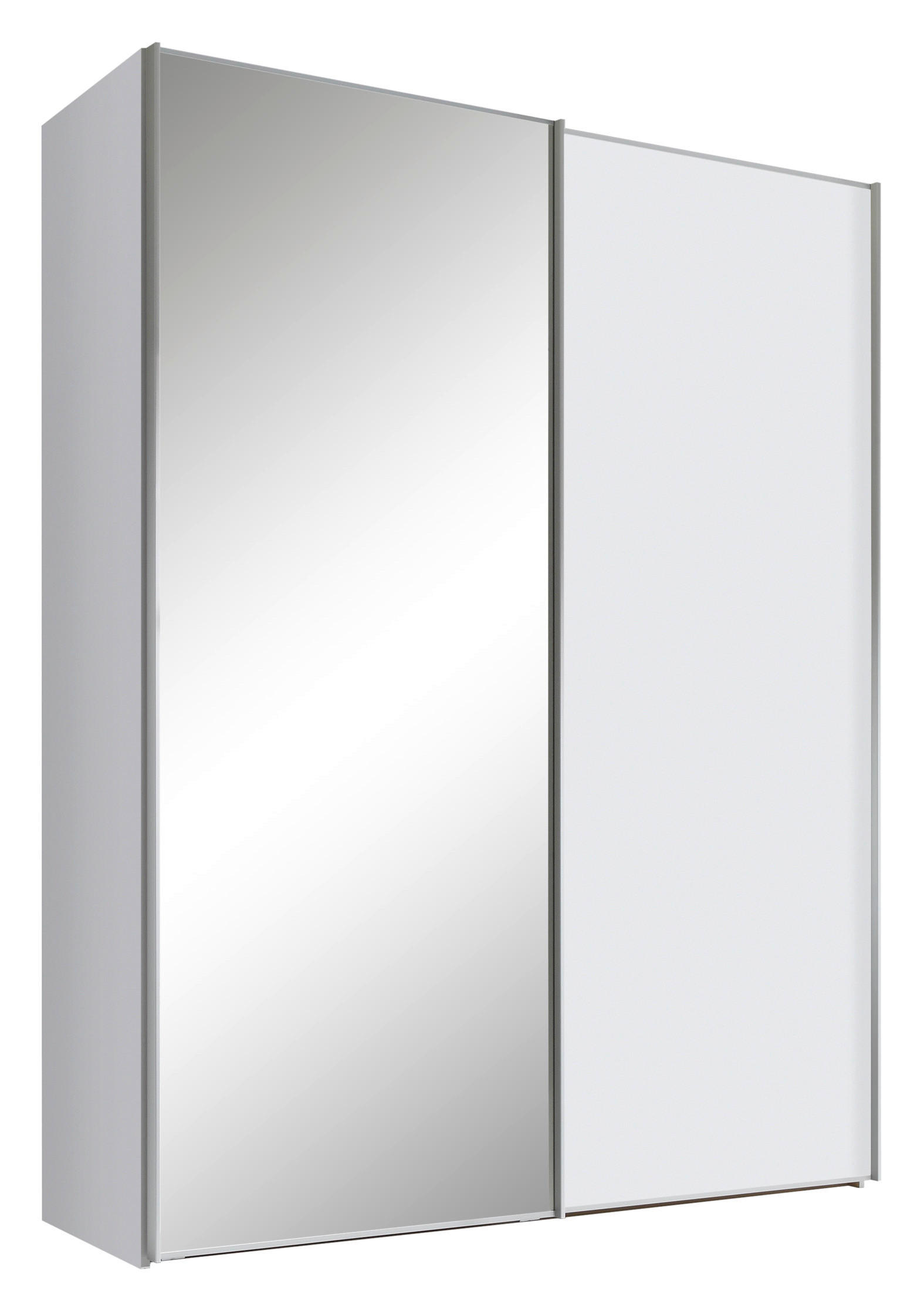 SCHWEBETÜRENSCHRANK Weiss  - Weiss/Alufarben, Design, Glas/Holzwerkstoff (188/222/68cm) - Moderano