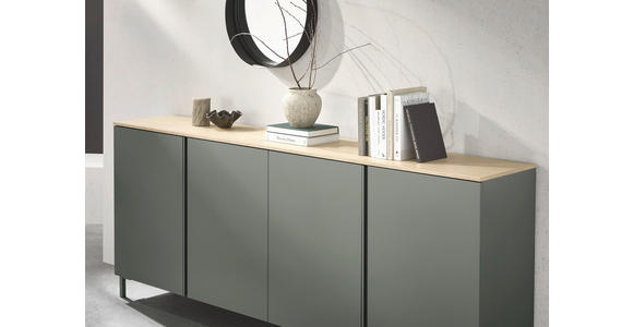 SIDEBOARD  in 240,1/89/43 cm  - Eichefarben/Schwarz, Design, Holzwerkstoff/Kunststoff (240,1/89/43cm) - Voleo
