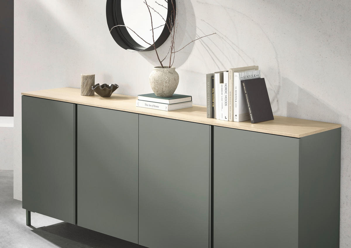 SIDEBOARD  in 240,1/89/43 cm  - Eichefarben/Schwarz, Design, Holzwerkstoff/Kunststoff (240,1/89/43cm) - Voleo