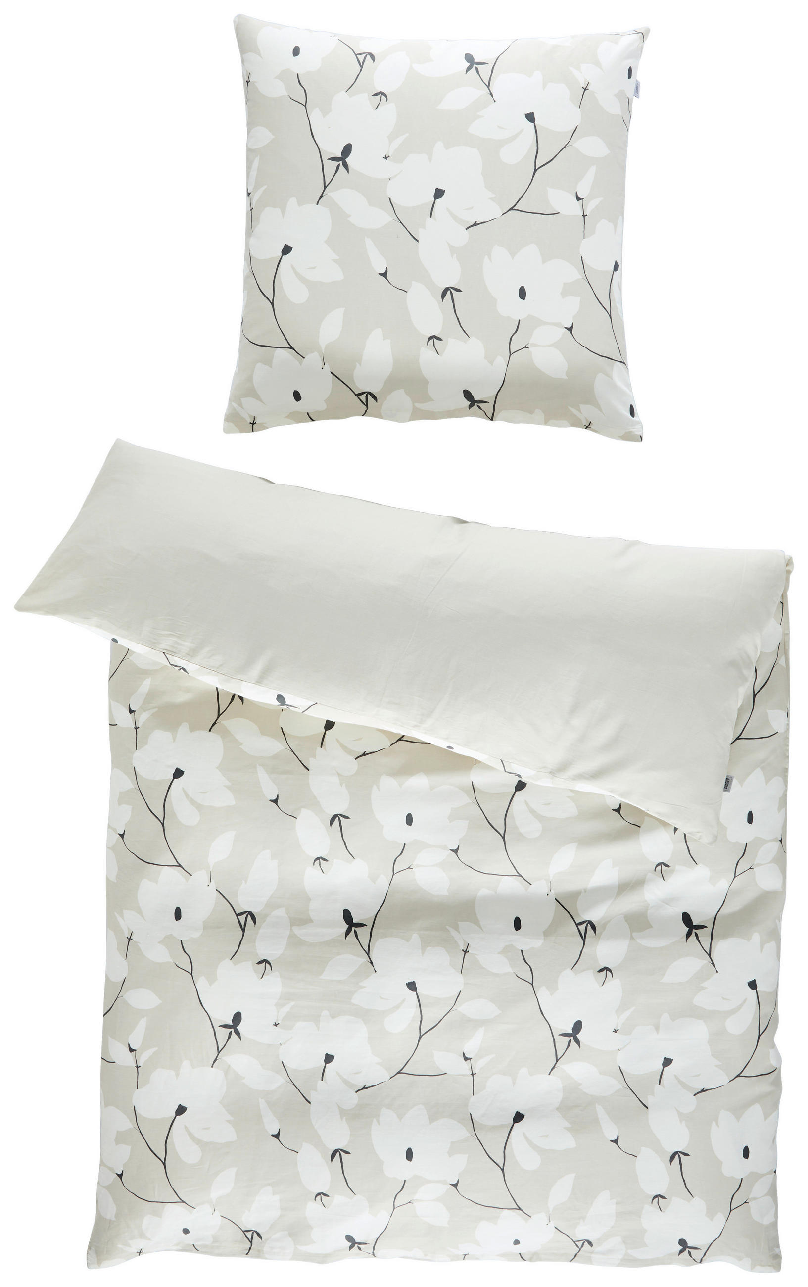 WENDEBETTWÄSCHE 135/200 cm SW-Fleur beige Satin  - Beige/Creme, Design, Textil (135/200cm) - Schöner Wohnen