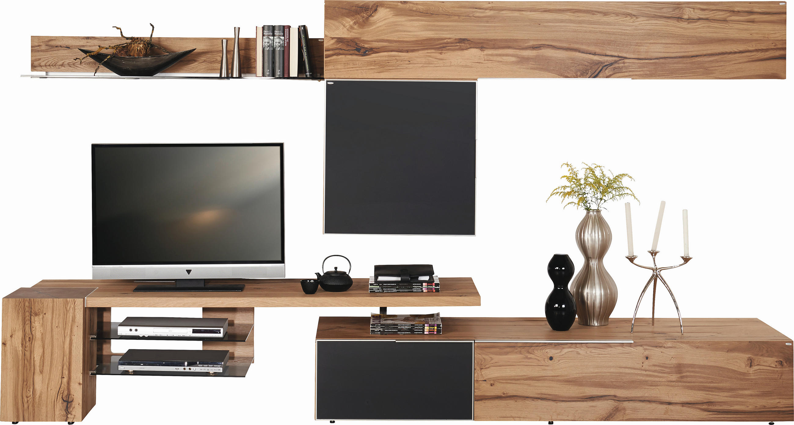 Voglauer Wohnwand V-Alpin Anthrazit, 320x178x56.7 cm