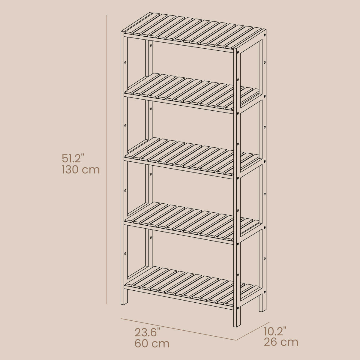 REGÁL DO KOUPELNY, bambus, přírodní barvy - přírodní barvy, Basics, dřevo (60/130/26cm)