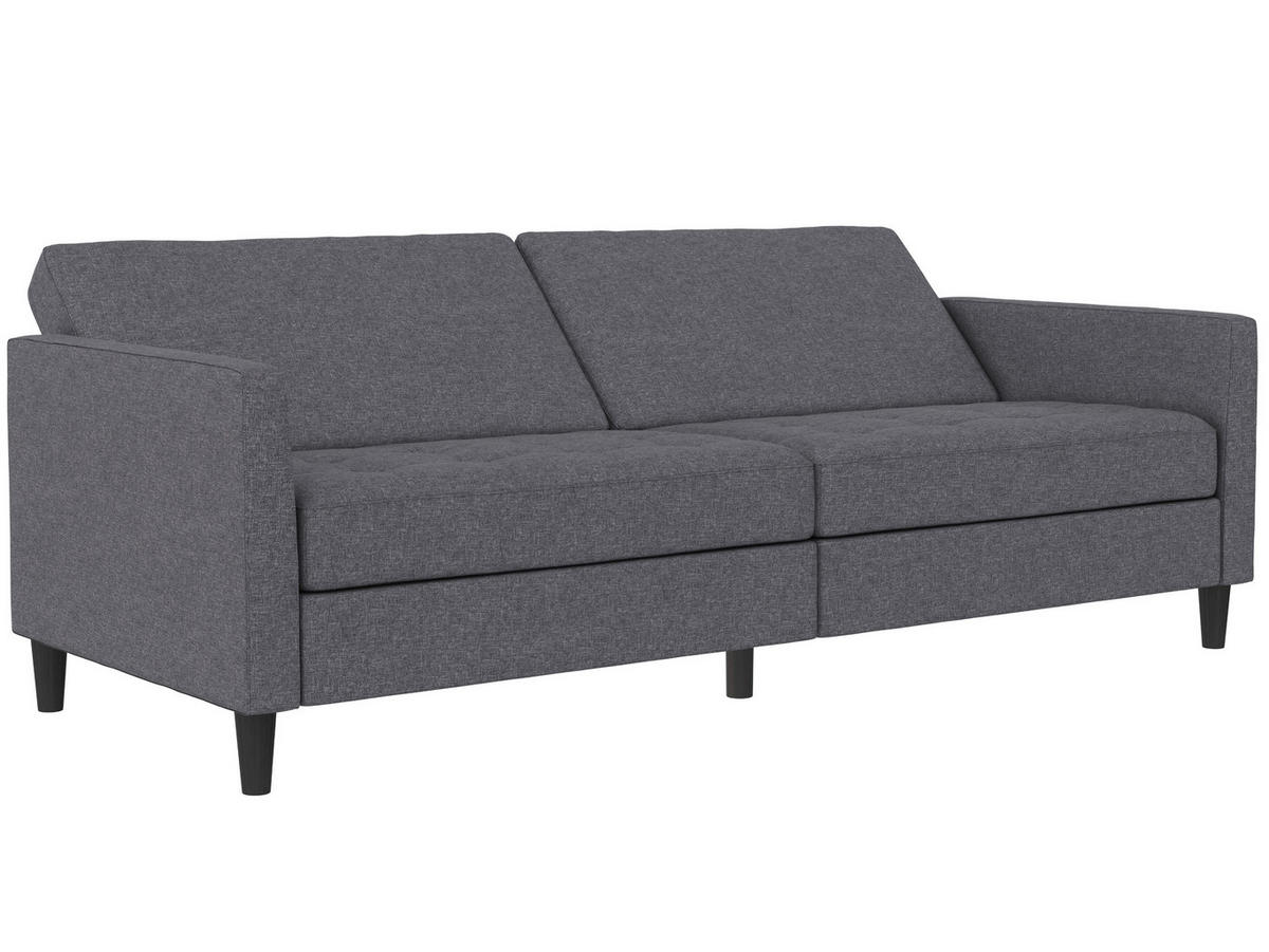SCHLAFSOFA Webstoff, Leinenoptik Grau  - Schwarz/Grau, Basics, Kunststoff/Textil (207/86/86cm) - Livetastic