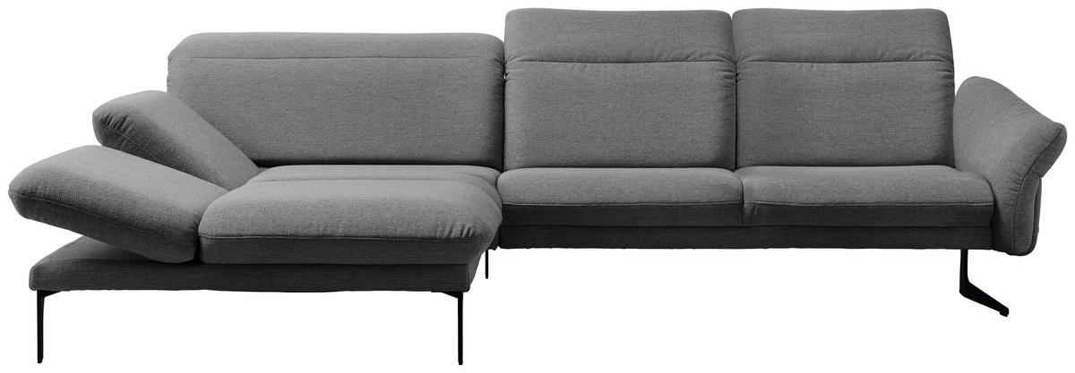 ECKSOFA in Webstoff Hellgrau  - Anthrazit/Hellgrau, Design, Textil/Metall (203/299cm) - Himolla
