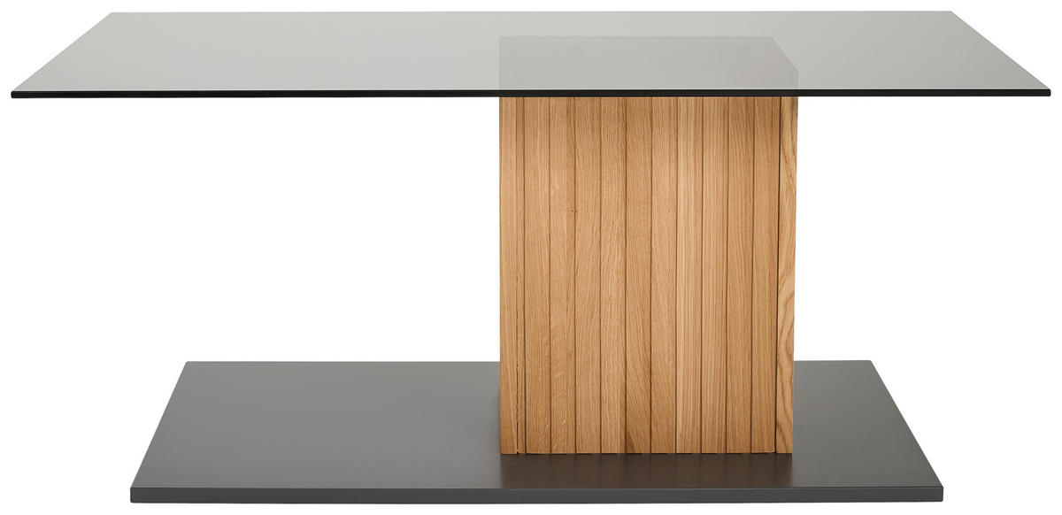 KONFERENČNÍ STOLEK, barvy dubu, šedá, dřevo, sklo, 110/58/47 cm - šedá/barvy dubu, Natur, dřevo/sklo (110/58/47cm) - Linea Natura