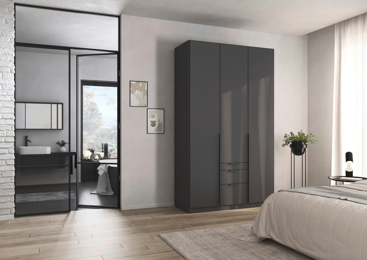 DREHTÜRENSCHRANK 136/229/54 cm,  in Grau, 3-türig  - Grau, MODERN, Holzwerkstoff/Metall (136/229/54cm) - Rauch Möbel