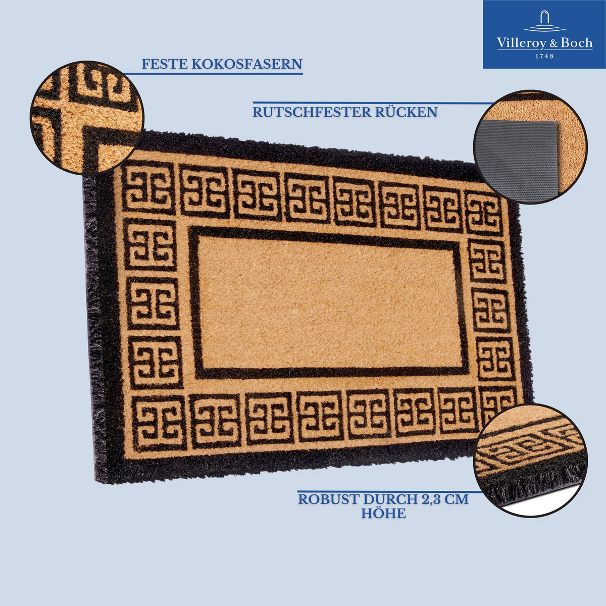 FUSSMATTE  50/80 cm  Schwarz, Hellbraun  Ornament  - Hellbraun/Schwarz, Basics, Kunststoff/Textil (50/80cm) - Villeroy & Boch