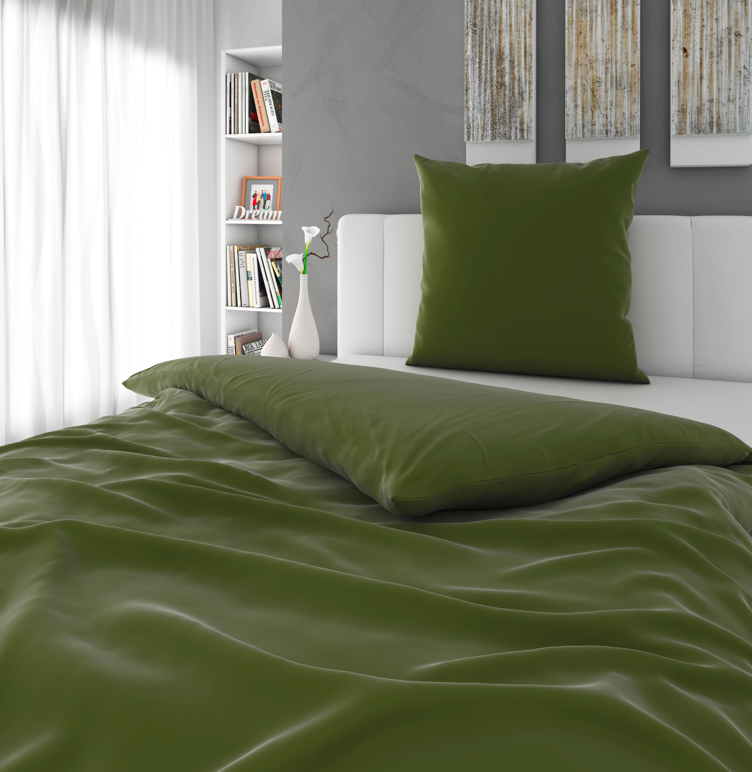 BETTWÄSCHE 155/220 cm Segesta Satin  - Dunkelgrün, MODERN, Textil (155/220cm) - Novel
