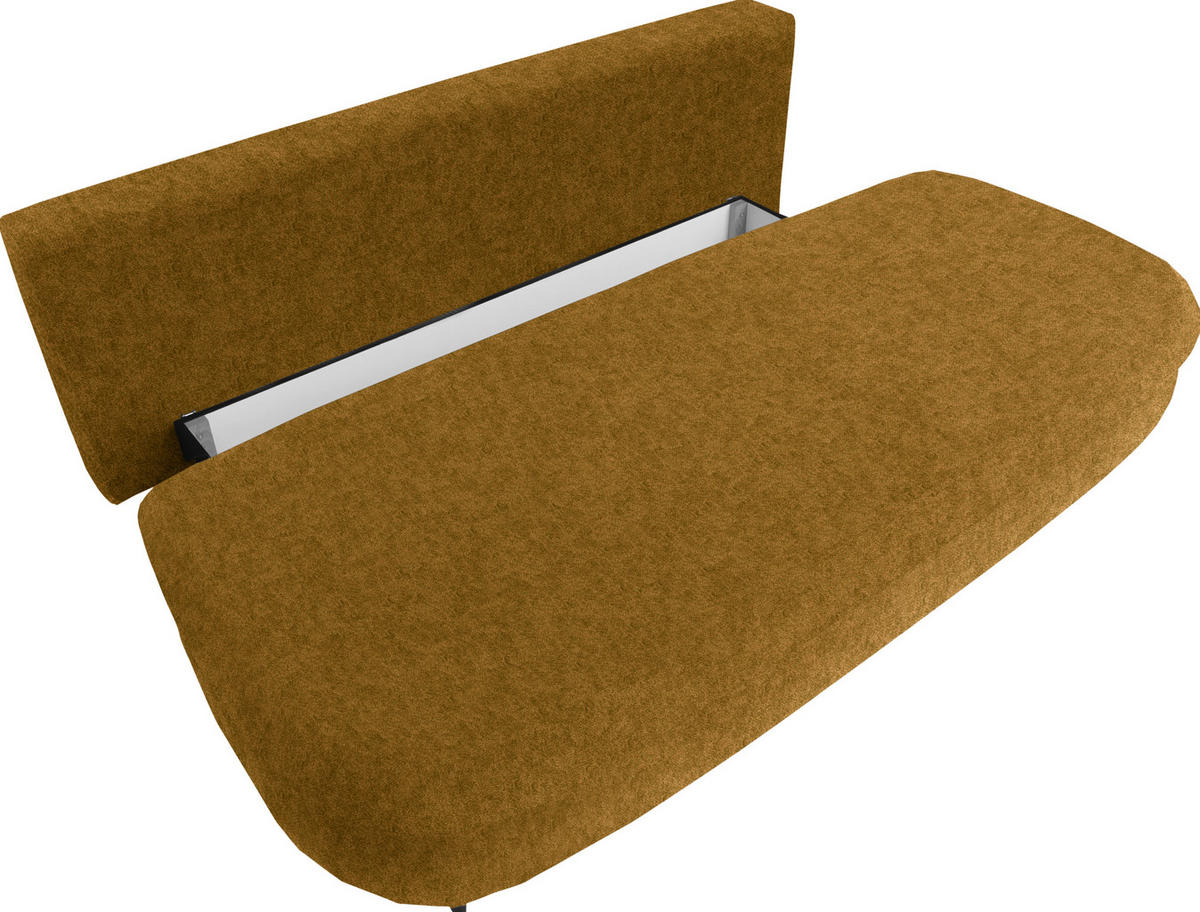 SCHLAFSOFA in Velours Currygelb  - Currygelb/Schwarz, Design, Holz/Textil (213/89/105cm) - Novel