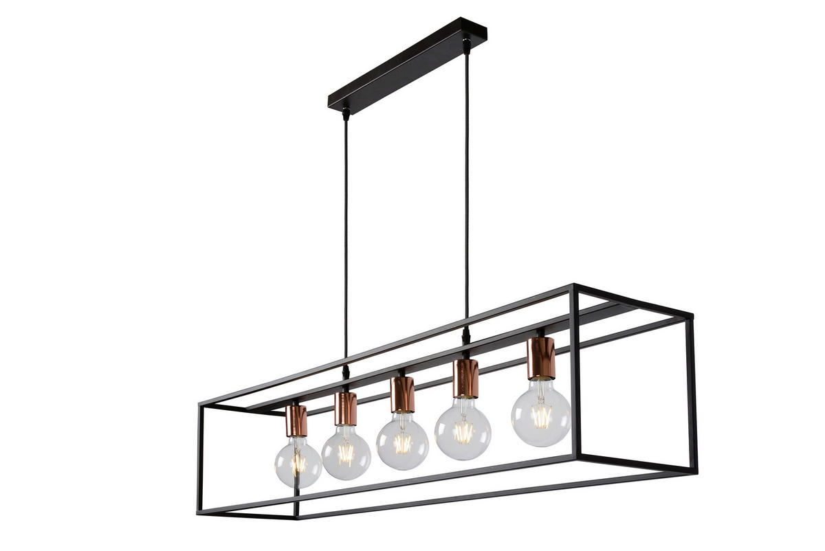 HÄNGELEUCHTE Arthur 100/25/155 cm   - Schwarz, Basics, Metall (100/25/155cm) - Lucide