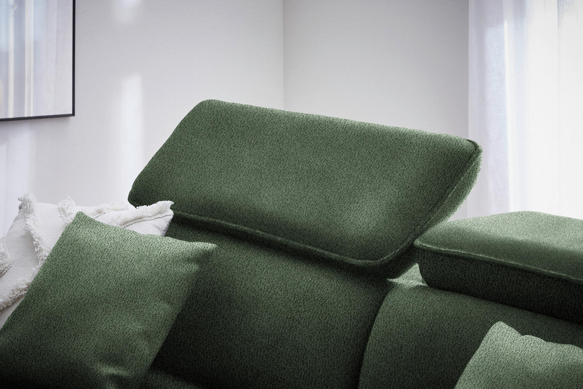 ECKSOFA in Flachgewebe Grün  - Schwarz/Grün, Design, Holz/Textil (185/232cm) - Stylife