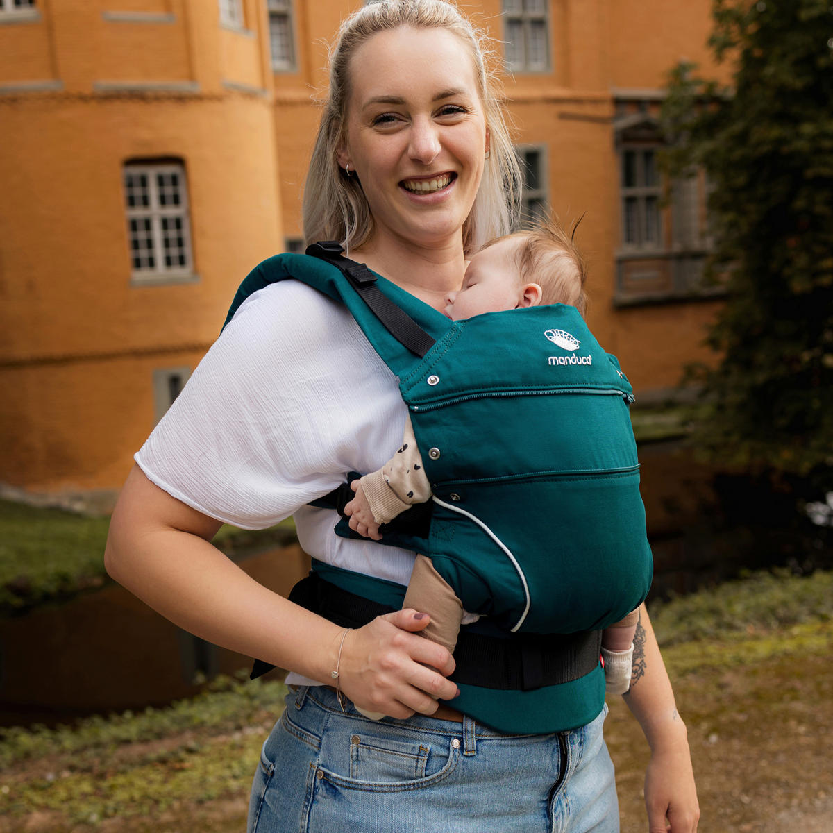 BABYTRAGE Manduca first  - Smaragdgrün, Basics, Textil (One-Sizecm) - Wickelkinder Manduca