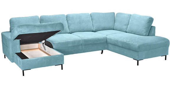 WOHNLANDSCHAFT Türkis Cord  - Türkis/Schwarz, KONVENTIONELL, Textil/Metall (148/303/197cm) - Carryhome