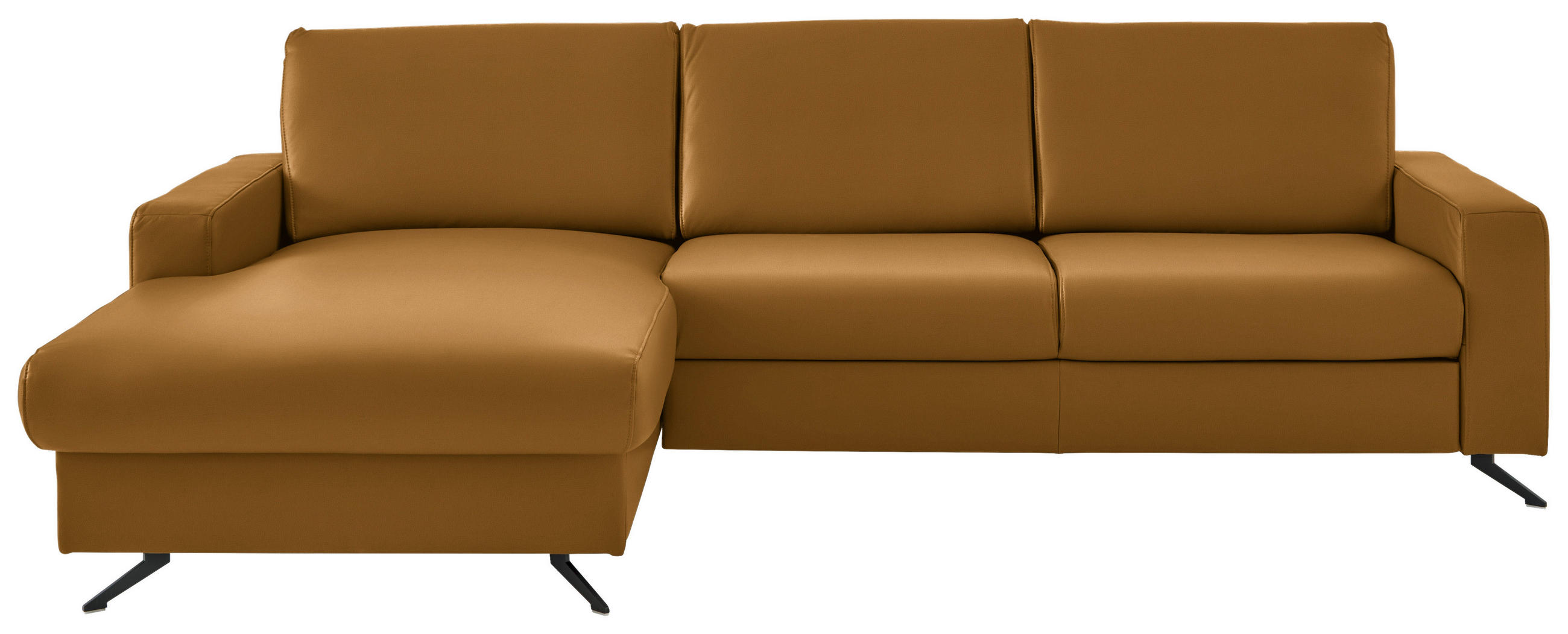 ECKSOFA in Echtleder Currygelb  - Currygelb/Schwarz, Design, Leder/Metall (165/267cm) - Lomoco