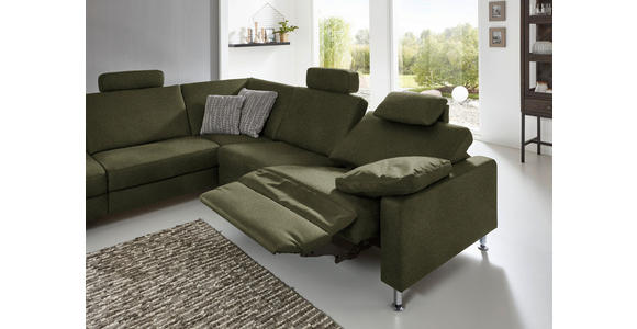 ECKSOFA in Mikrofaser Dunkelgrün  - Dunkelgrün/Alufarben, Design, Textil/Metall (242/275cm) - Dieter Knoll