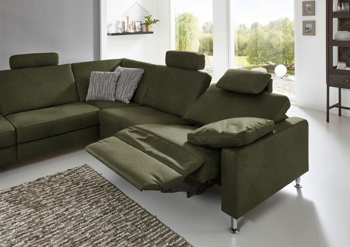 ECKSOFA in Mikrofaser Dunkelgrün  - Dunkelgrün/Alufarben, Design, Textil/Metall (242/275cm) - Dieter Knoll