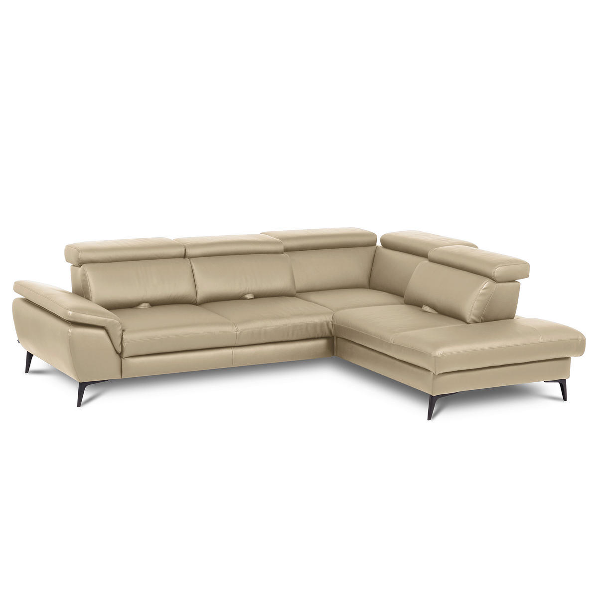 ECKSOFA  in Lederlook Echtleder Hellgrau  274/220 cm  - Hellgrau/Schwarz, Design, Leder/Textil (274/220cm) - Livetastic