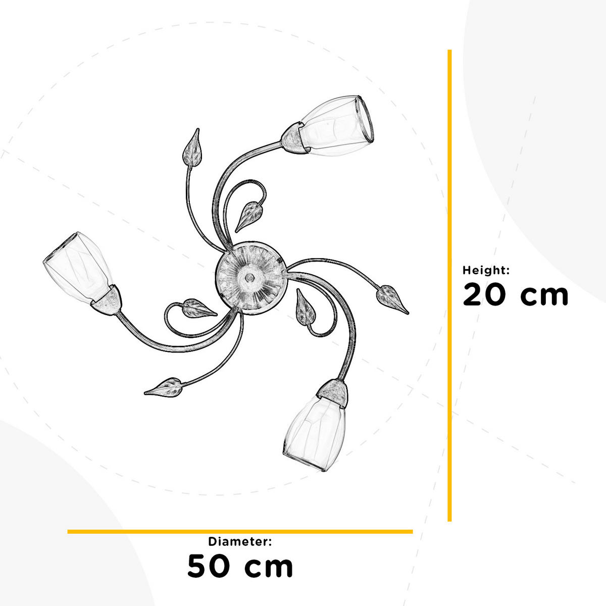 DECKENLEUCHTE 4716 LILIANA 50/20 cm   - Chromfarben, KONVENTIONELL, Glas/Metall (50/20cm)