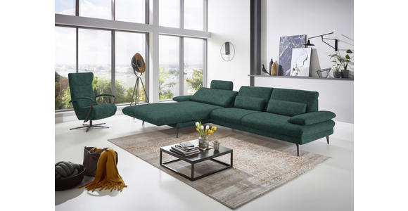 ECKSOFA in Velours Blau, Grün 180/310 cm - Blau/Schwarz, Design, Textil/Metall (180/310cm) - Dieter Knoll