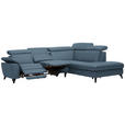 ECKSOFA in Echtleder Blau  - Blau/Schwarz, Design, Leder/Metall (285/239cm) - Cantus