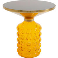 BEISTELLTISCH 50/50/52 cm Gelb, Goldfarben, Schwarz Hochglanz rund  - Schwarz Hochglanz/Gelb, Design, Glas/Metall (50/50/52cm) - Kare-Design