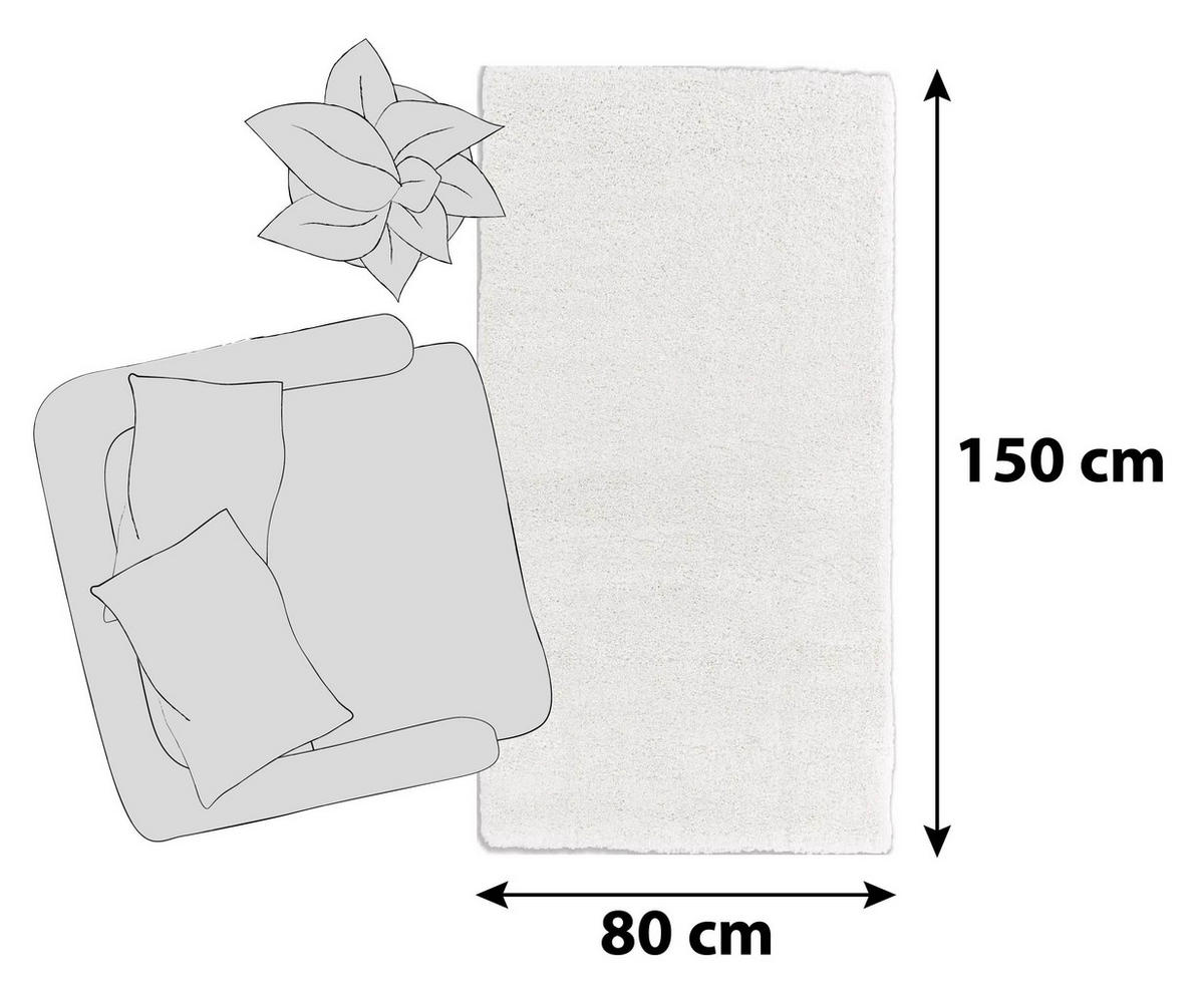 HOCHFLORTEPPICH - Creme, KONVENTIONELL, Textil (80/150cm) - Schöner Wohnen