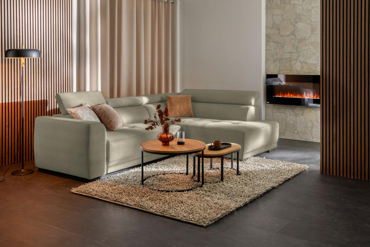 ECKSOFA in Chenille Beige  284/205 cm  - Beige/Schwarz, Design, Kunststoff/Textil (284/205cm) - Xora