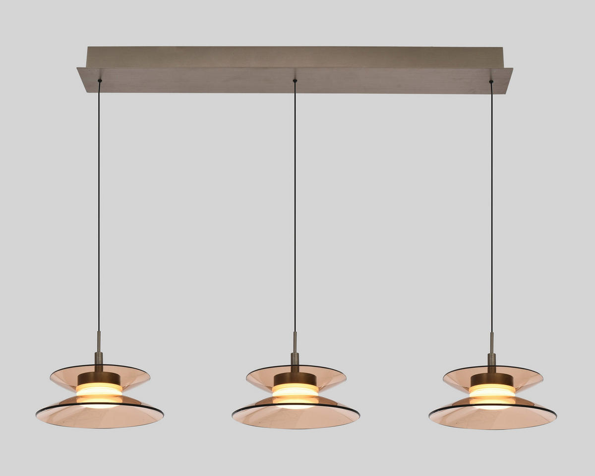 LED-HÄNGELEUCHTE Crema 96/150/22 cm  - Bronzefarben, Design, Glas/Metall (96/150/22cm)