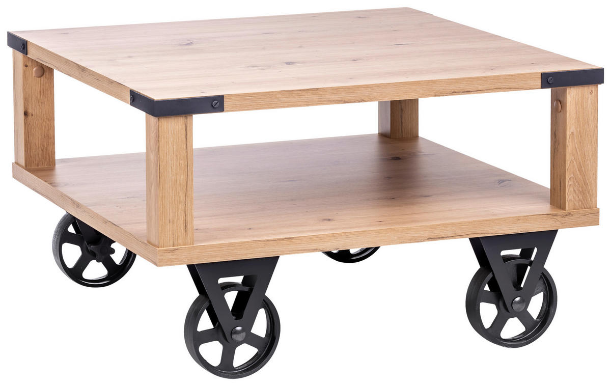 DOHÁNYZÓASZTAL faalapú anyag   - tölgyfa színű/fekete, Romantik / Landhaus, faalapú anyag (75/45/75cm) - Carryhome