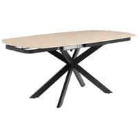 ESSTISCH 120-180/90/75.5-79 cm  Metall, Stein ausziehbar oval Schwarz, Beige  - Beige/Schwarz, MODERN, Stein/Metall (120-180/90/75.5-79cm) - P & B