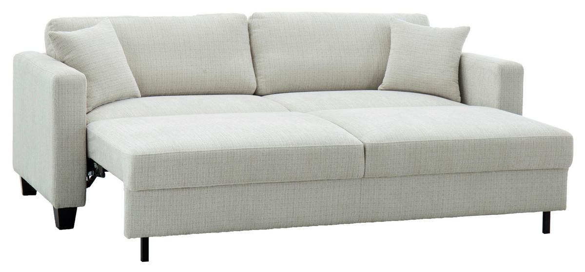 SCHLAFSOFA NOLA in Leinenoptik Beige  - Beige/Schwarz, Design, Holz/Textil (220,5/86/96cm) - Livetastic
