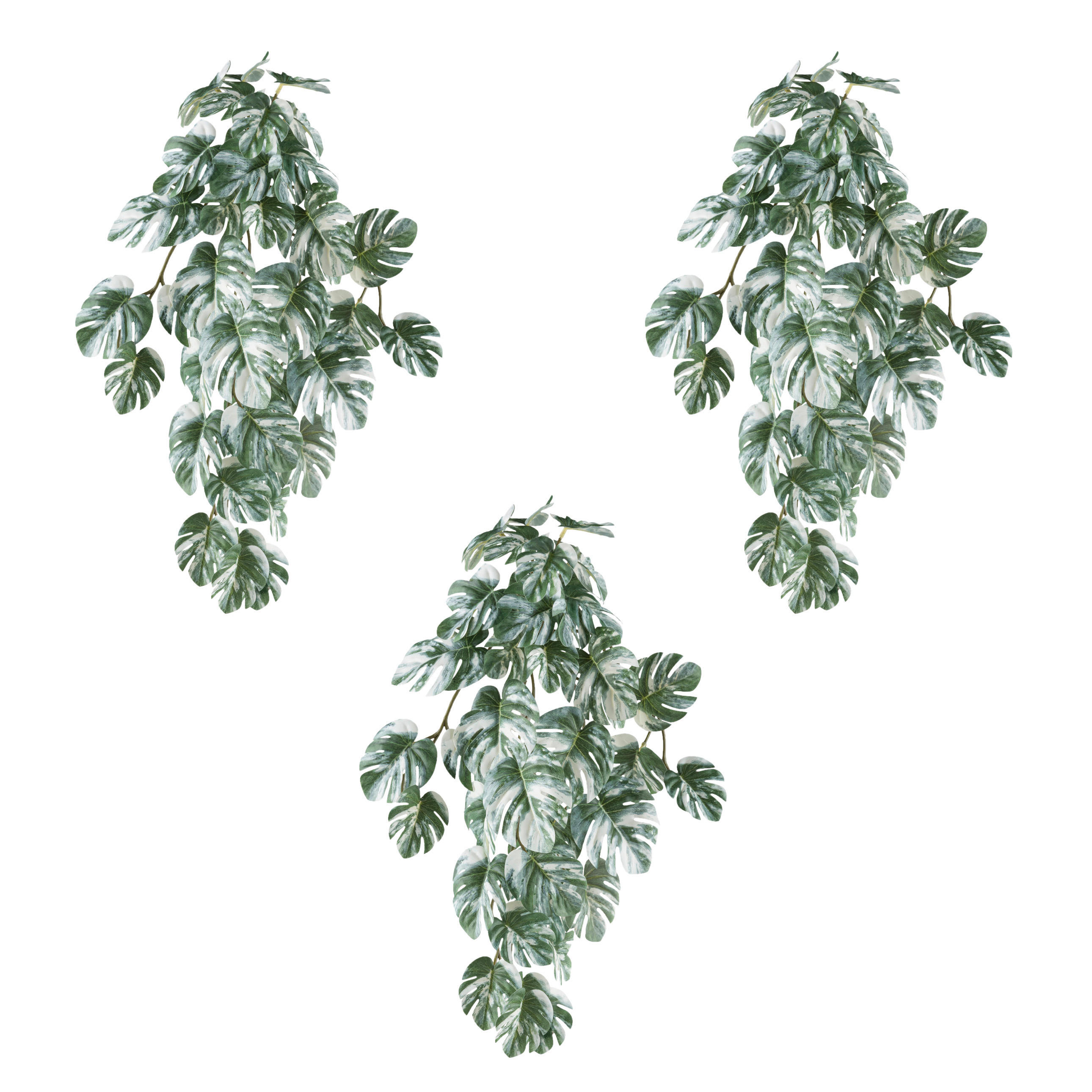 KUNSTPFLANZE Split Philodendron 48 cm  - Weiß/Grün, Design, Kunststoff (48cm) - P & B