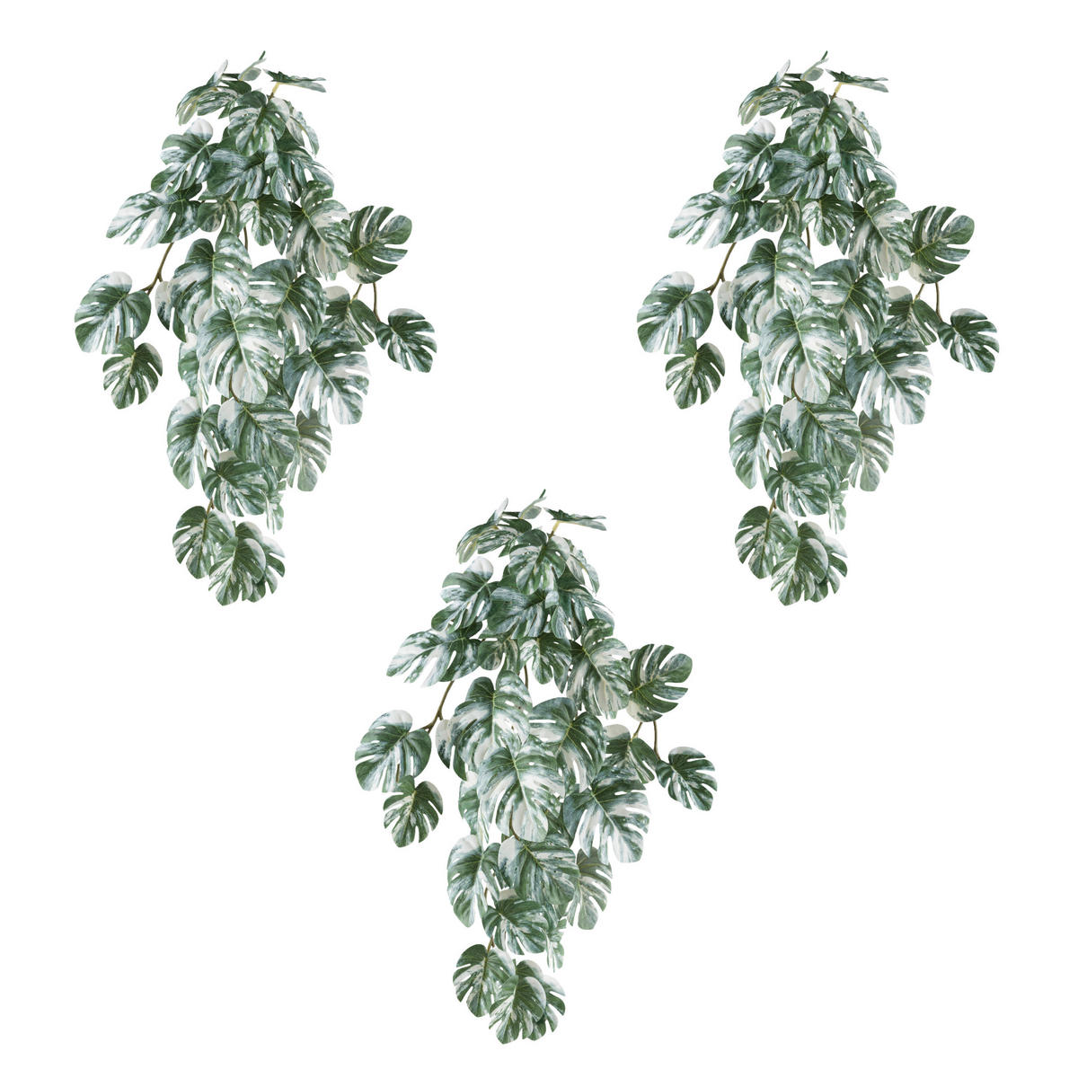 KUNSTPFLANZE Split Philodendron 48 cm  - Weiß/Grün, Design, Kunststoff (48cm) - P & B