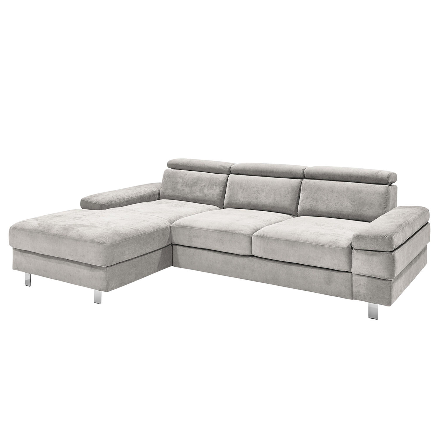 ECKSOFA Silberfarben Webstoff - Silberfarben, KONVENTIONELL, Textil/Metall (260/82/182cm) - Trendmanufaktur