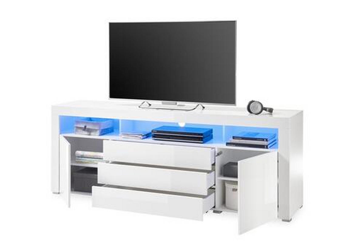 SIDEBOARD 200/74/44 cm  - vit/aluminiumfärg, Modern, trämaterial (200/74/44cm) - Livetastic