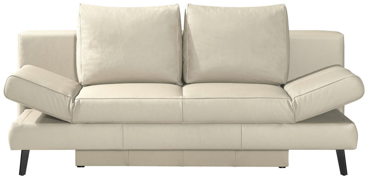 SCHLAFSOFA in Echtleder Naturfarben  - Schwarz/Naturfarben, Design, Leder/Metall (200/85/90cm) - Novel