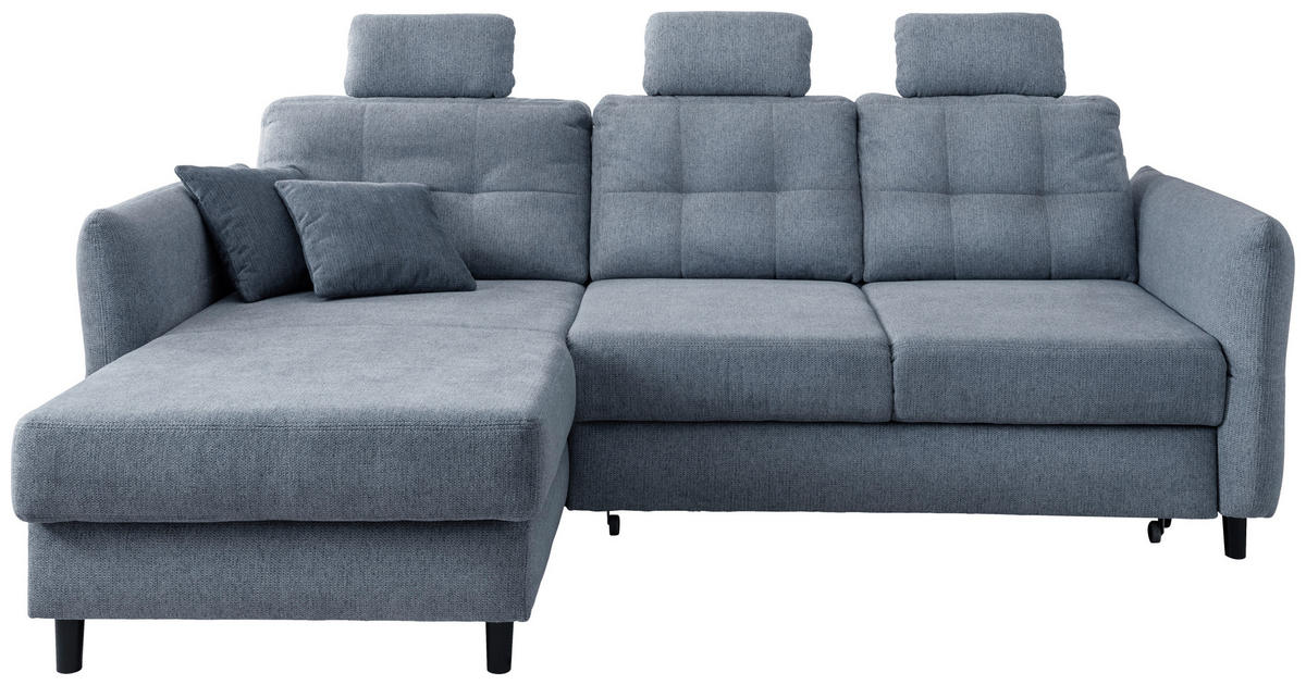 ECKSOFA Hellblau Chenille  - Blau/Schwarz, MODERN, Holz/Textil (176/250-280cm) - Livetastic