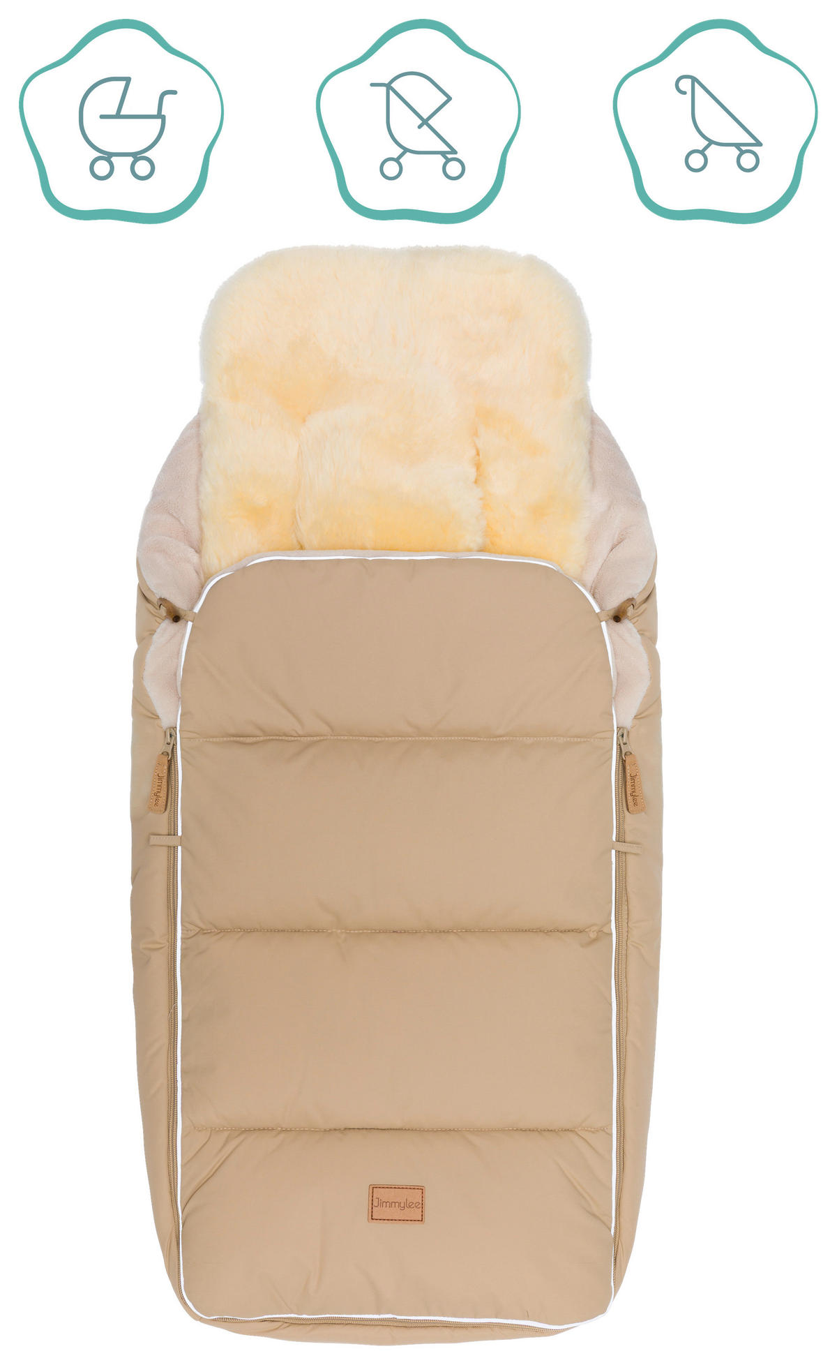 BUGGY-FUSSSACK Fluffy  - Naturfarben, Basics, Leder/Textil (50/100cm) - Jimmylee