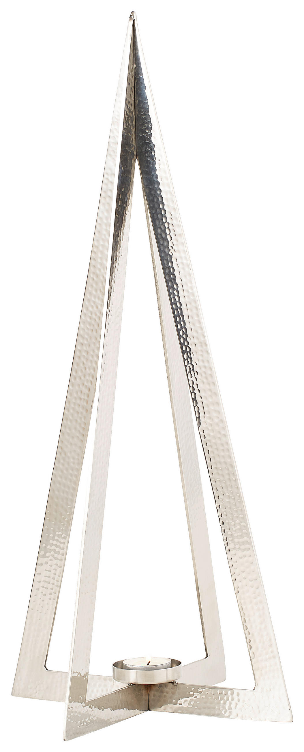 TEELICHTHALTER  - Silberfarben, Basics, Glas/Metall (19/19/58cm) - X-Mas
